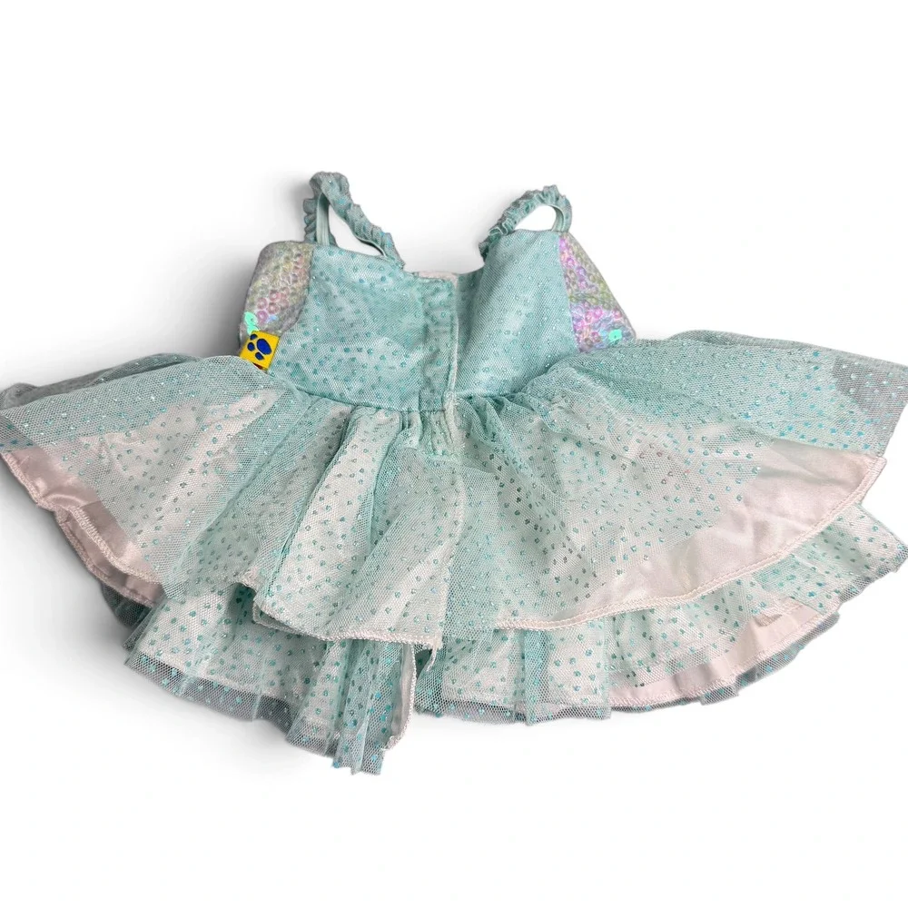 Build A Bear Workshop Aqua Blue Sequin Tulle Dress Plush Outfit 2013